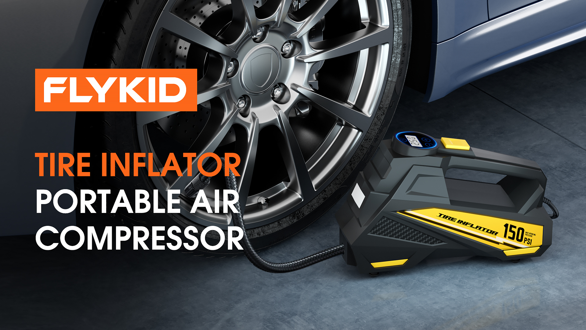 Acessório Emergência Veicular Compressor De Ar Portátil FLYKID 150PSI ...