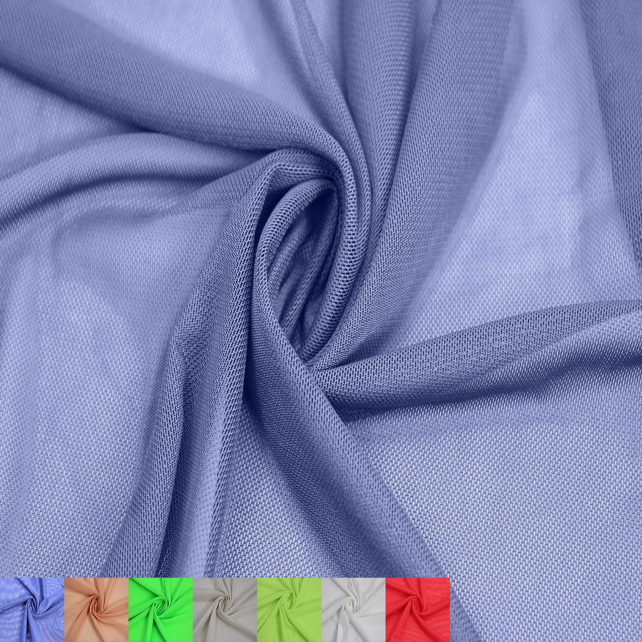 Stylish FABRIC 60" Wide Poly Spandex Lace Power Mesh Fabric by The Yard-(100 GSM), Lightweight, 4-Way Stretch, Breathable-for Apparel, Headbands, Bridal Wear & Accessories, Blue Denim 1 Yard