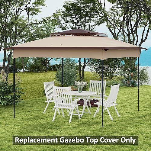 Miniatura 7 de Outsunny Funda de repuesto para toldo desplegable de 11 x 11 pies, cubierta de toldo de 2 niveles, protección UV 30+, beige, solo cubierta superior