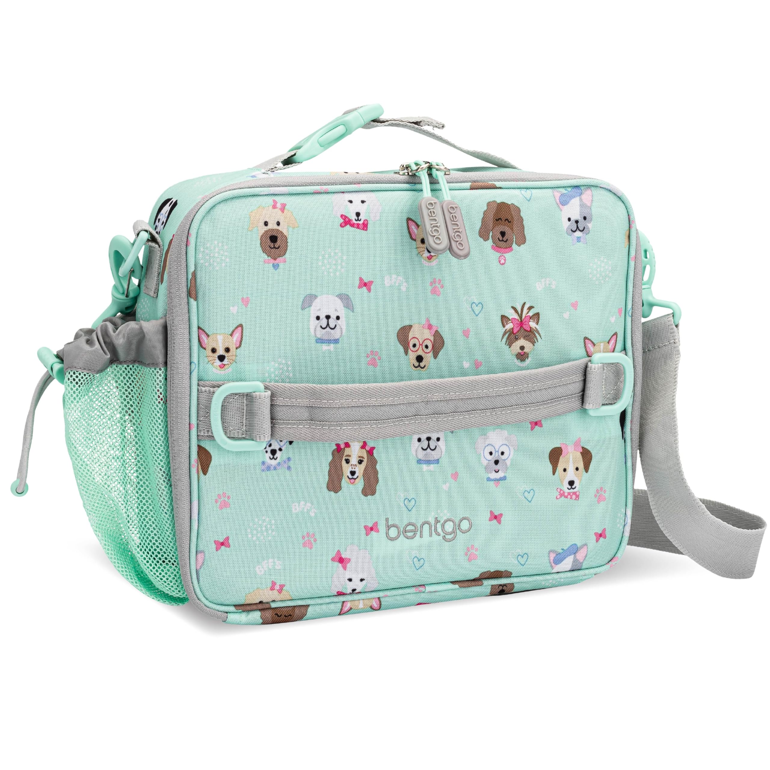 Bentgo Kids Lunch Bag - Durable, Double-Insulated Lunch Bag for Kids 3+; Holds Lunch Box, Water Bottle, & Snacks; Easy-Clean Water-Resistant Fabric & Multiple Zippered Pockets (Puppy Love)