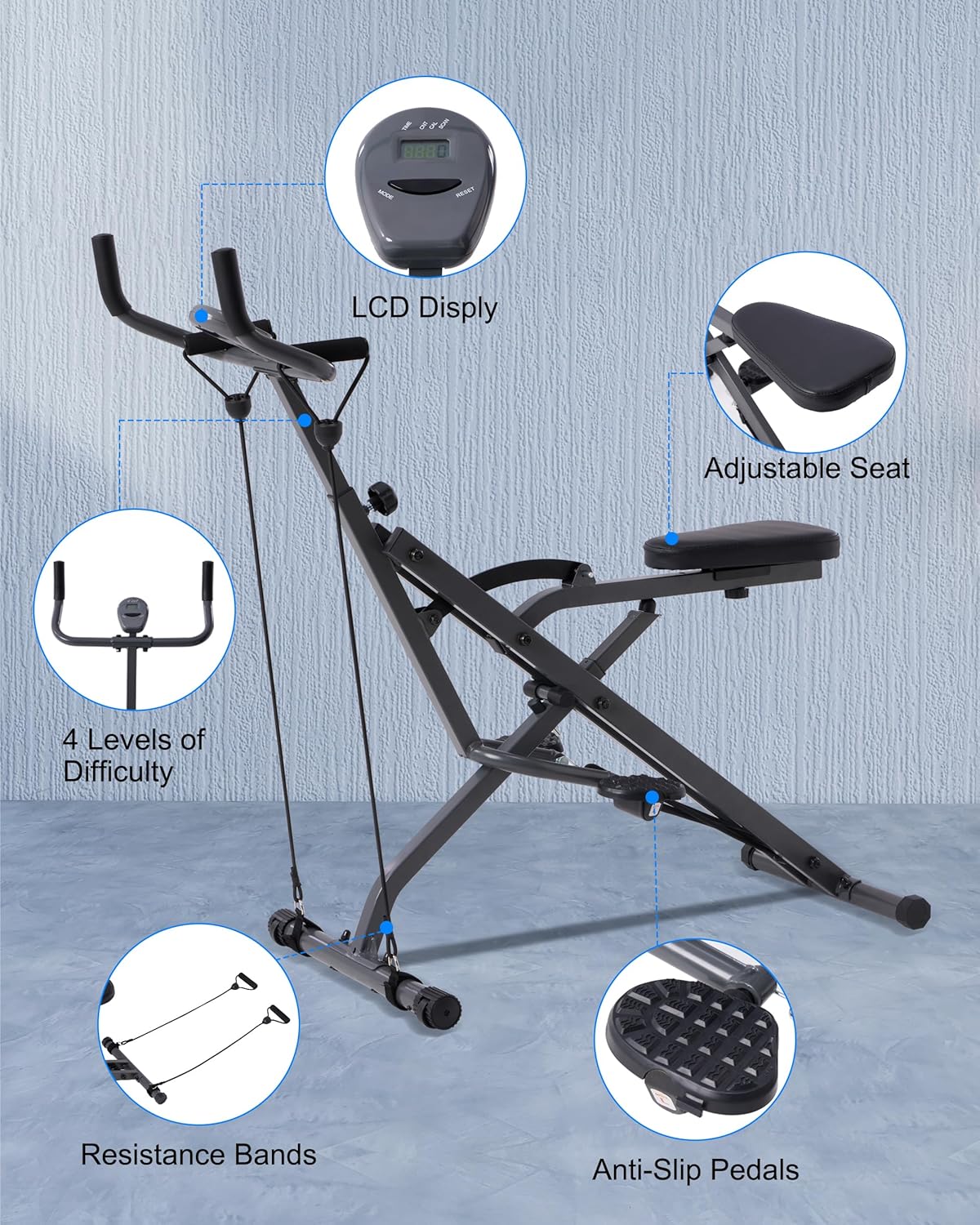 Squat Machine, BORGUSI R303 2 in 1 Squat Rowing Machine, Easy Assembly  Foldable Exercise Equipment, Glute Trainer Machine, Butt  Leg Home Workout Machine
