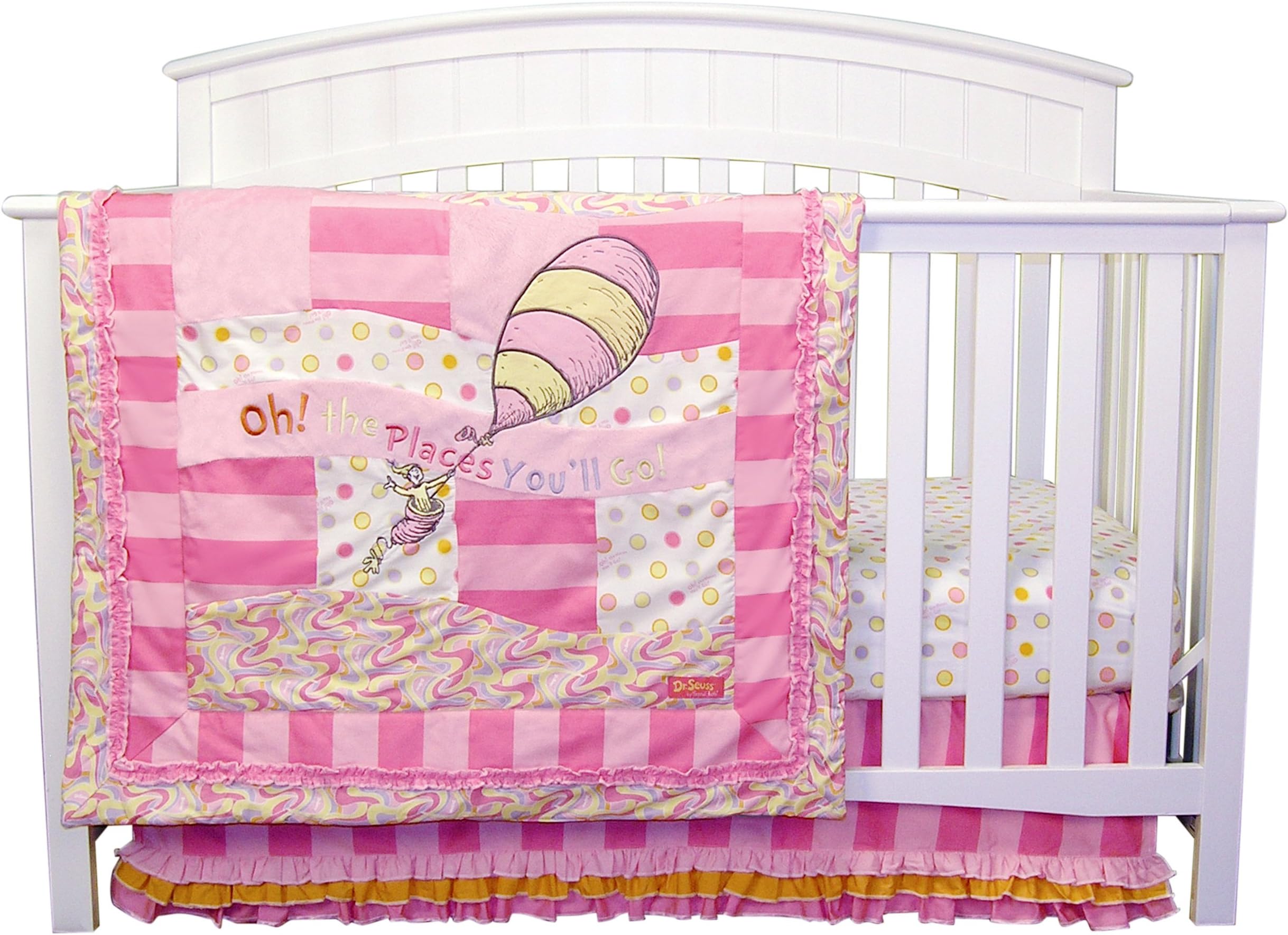 Trend Lab Dr. Seuss Oh The Places You'll Go 3 Piece Crib Bedding Set, Pink