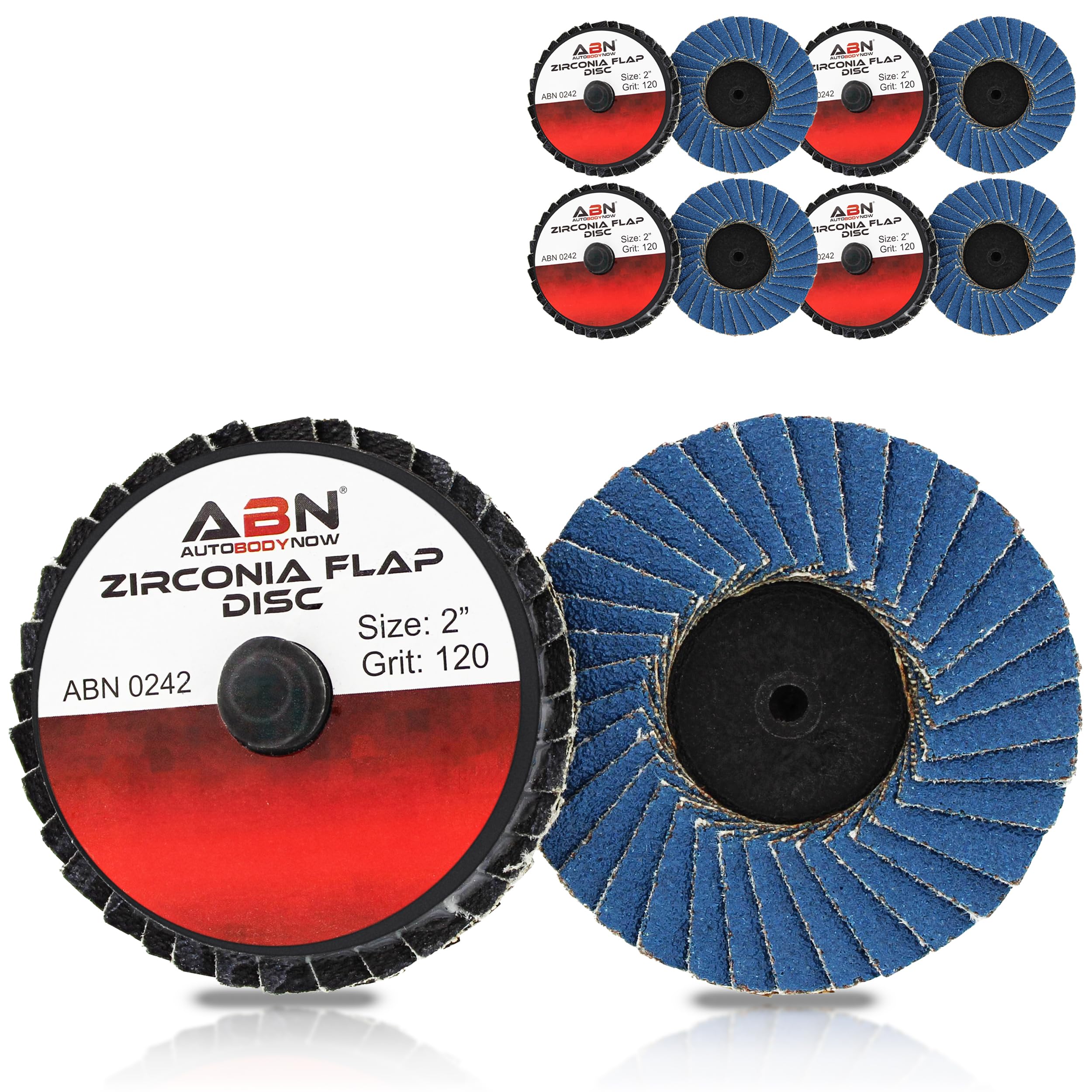 ABN Sandpaper Disc Set 2in - T27 120 Grit High Density Zirconia Alumina 10pk Round Sander Flat Flap Round Sanding Pads