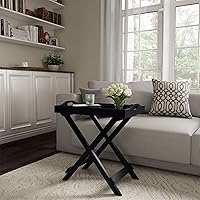 Vista 5 de Lavish Home Mesa plegable para TV, mesa auxiliar contemporánea con bandeja extraíble para servir alimentos, comidas o decoración en sala de estar