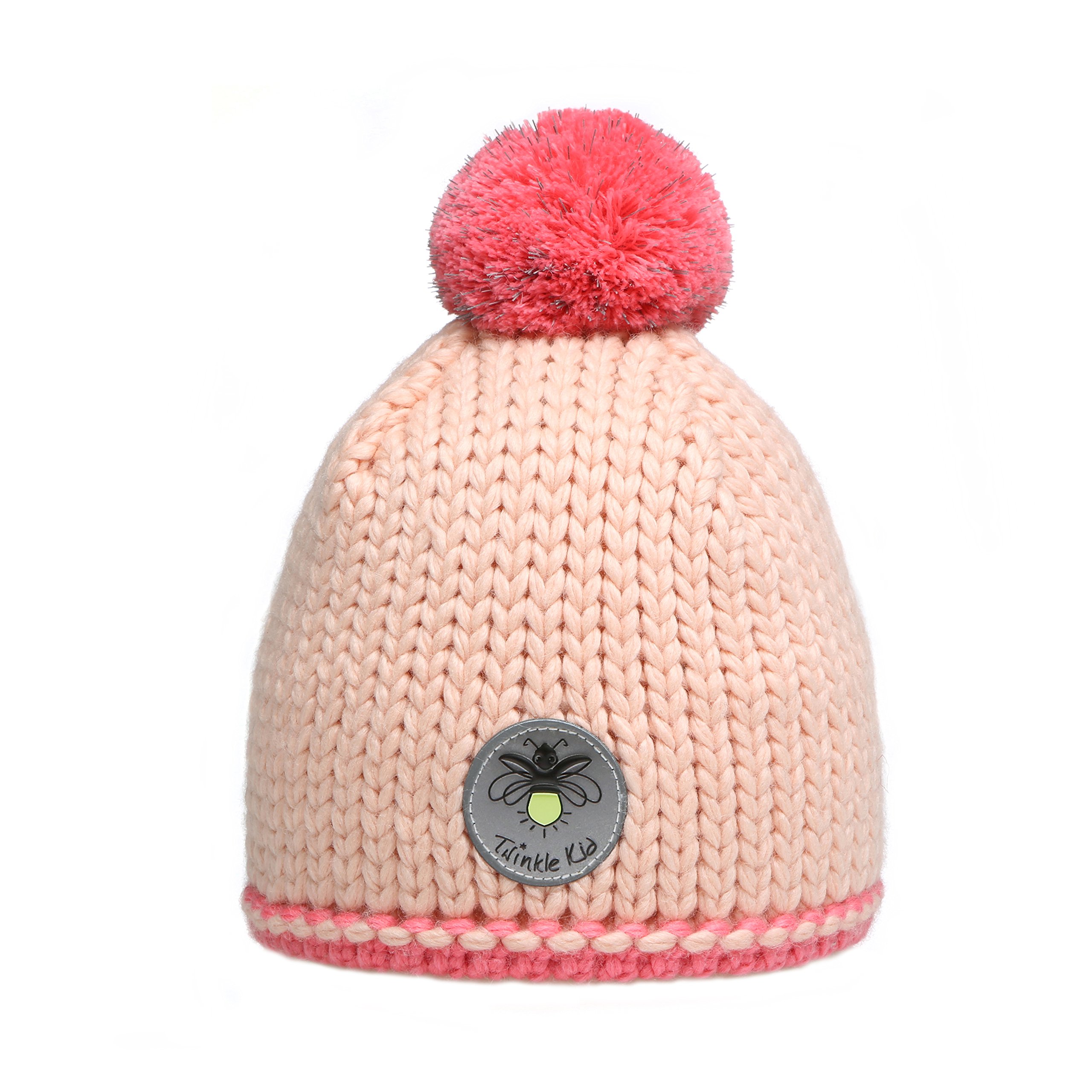 Twinkle Kid - Dziecięca czapka odblaskowa - pompon świecący czapka zimowa Tropical Peach