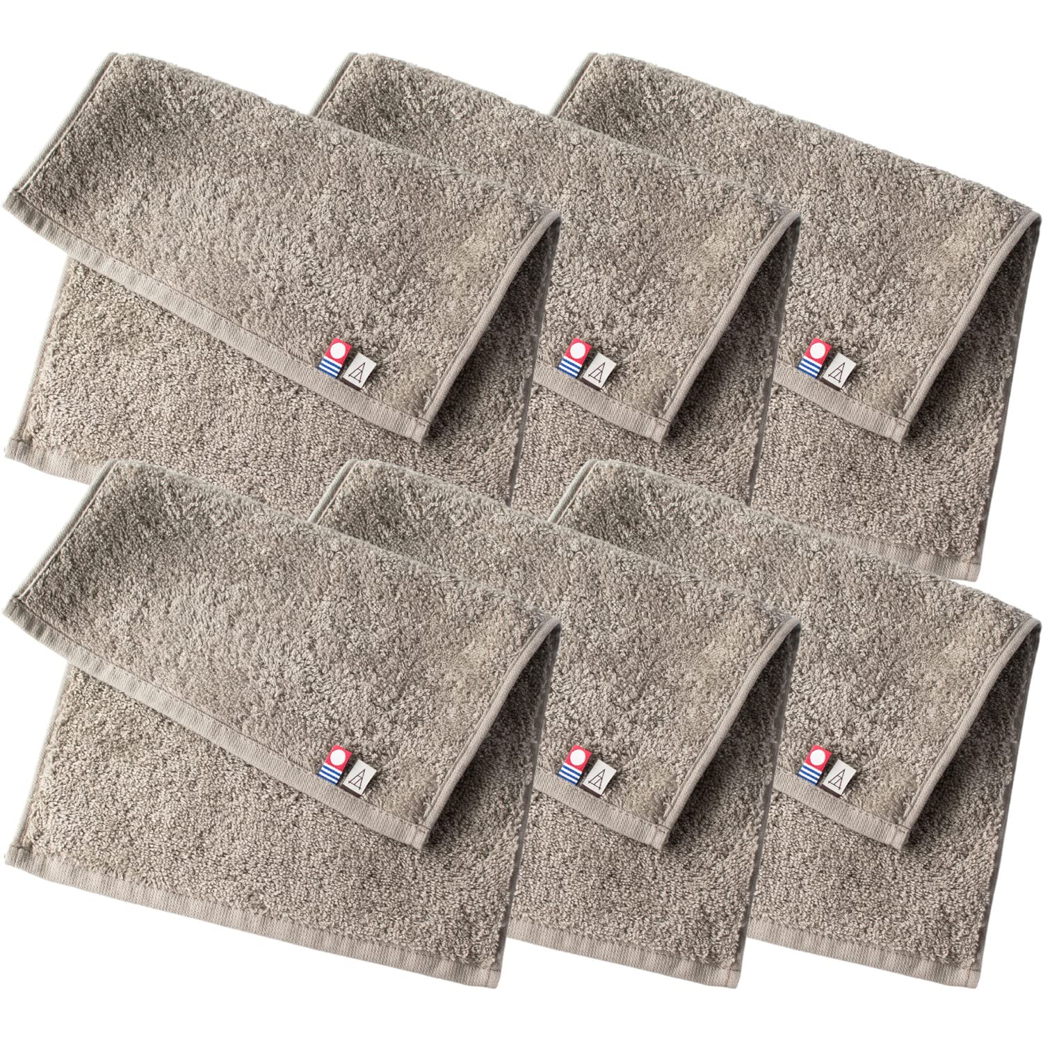 TAVARAT Imabari Face Towel Set of 6 Taupe Cotton 9x13in Made in Japan