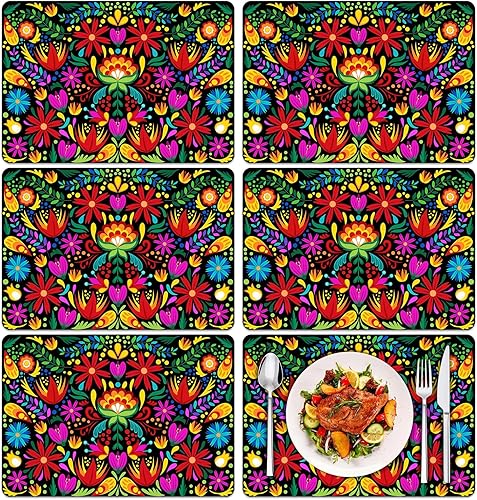 Vista 15 de Juego de 6 manteles individuales de plástico con hojas de eucalipto primaverales, manteles individuales de hojas de acuarela de verano, lavables