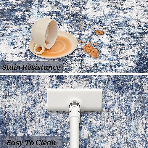 Miniatura 10 de Alfombras de área de 5 x 7 pies para sala de estar, antideslizante, lavable, resistente a las manchas, alfombra abstracta moderna de gran área