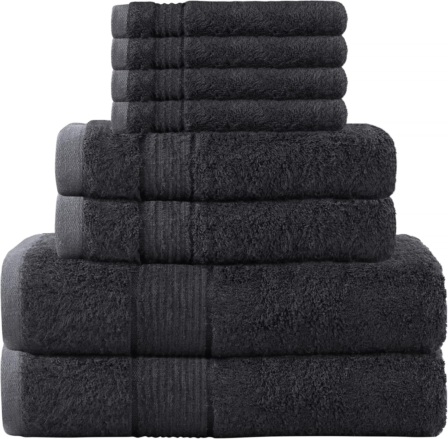 Raymond Clarke 8Piece Bamboo Cotton 600 GSM Luxury Bath Towel Set for Bathroom, Two Bath Towels