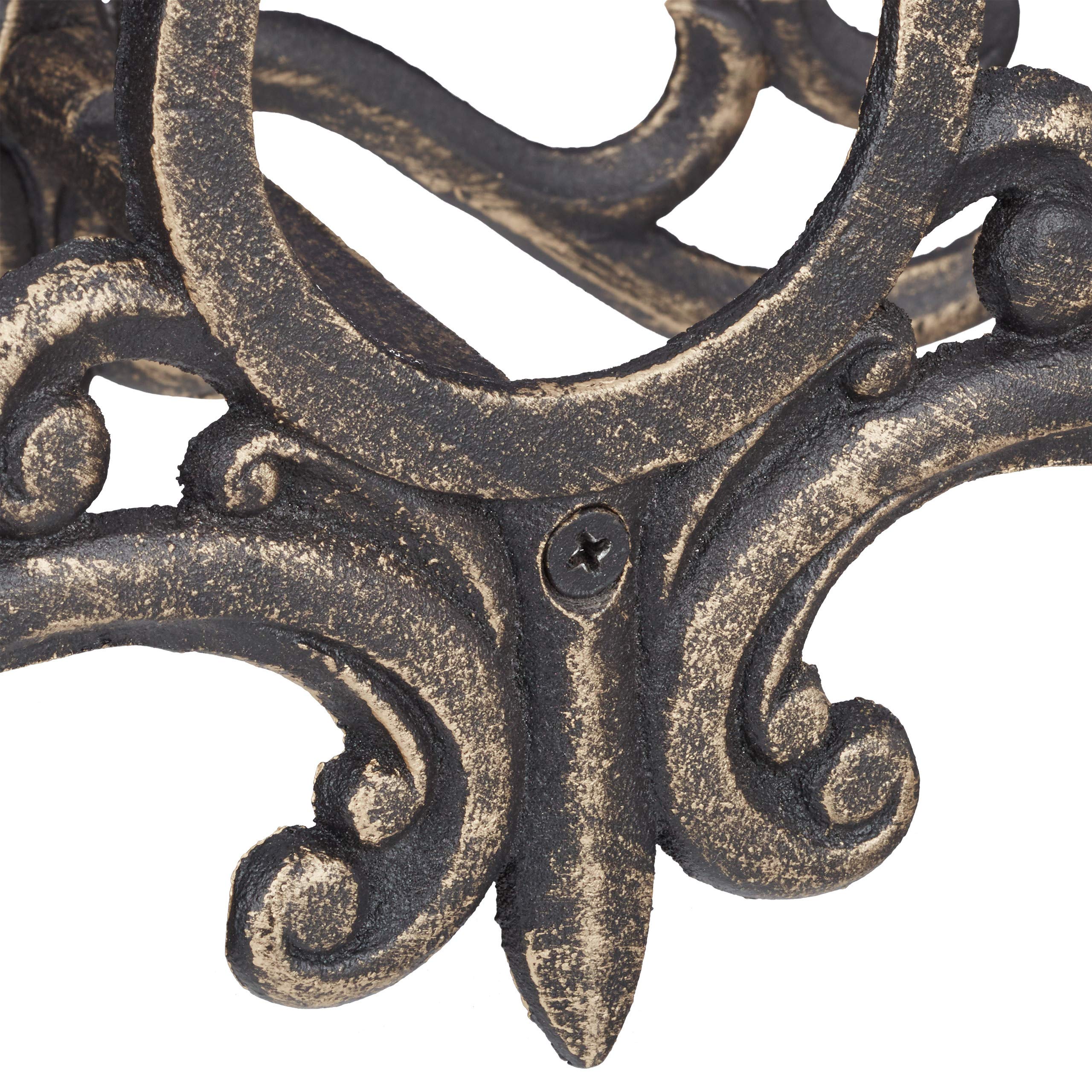 Relaxdays Enrollador para mangueras, Soporte para la pared, Vintage, Hierro fundido, 24 x 31,5 x 15 cm, Bronce