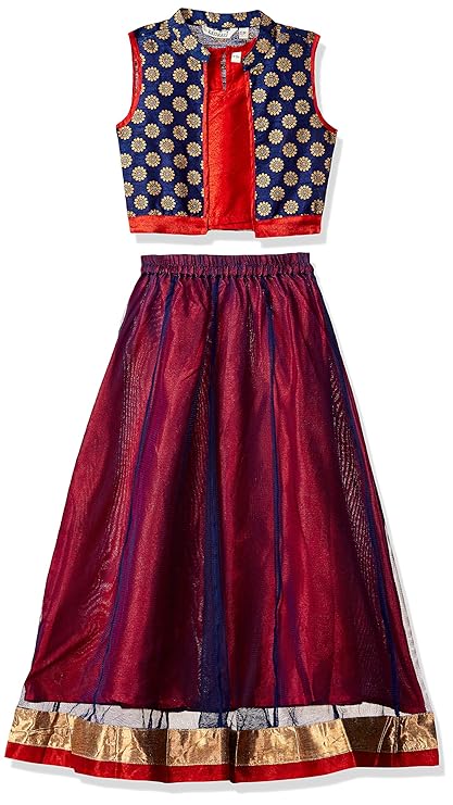 Karigari Girl's Cotton a line Salwar Suit Set (275823479 05Y and Print May Vary