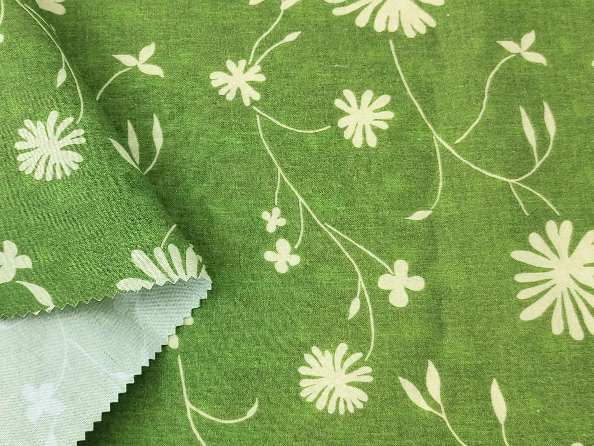 Amazon.com: Green Leaf Print Cotton-Ramie Blend Fabric 8021 Green