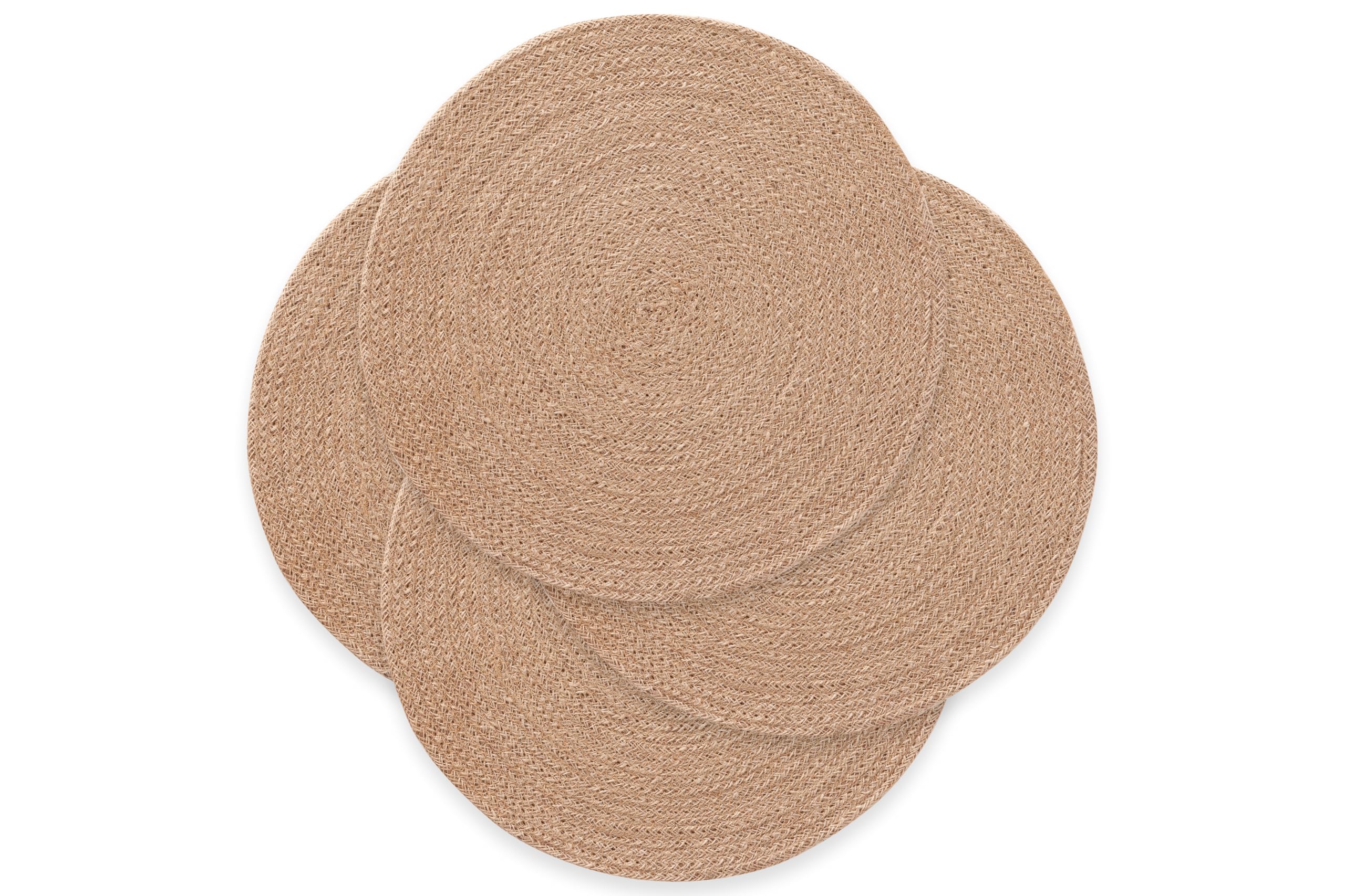 Gamusi Pack 4 Round Placemats, Jute Placemat, Natural Handmade, 25 X 25 Cm, Pack Of 4
