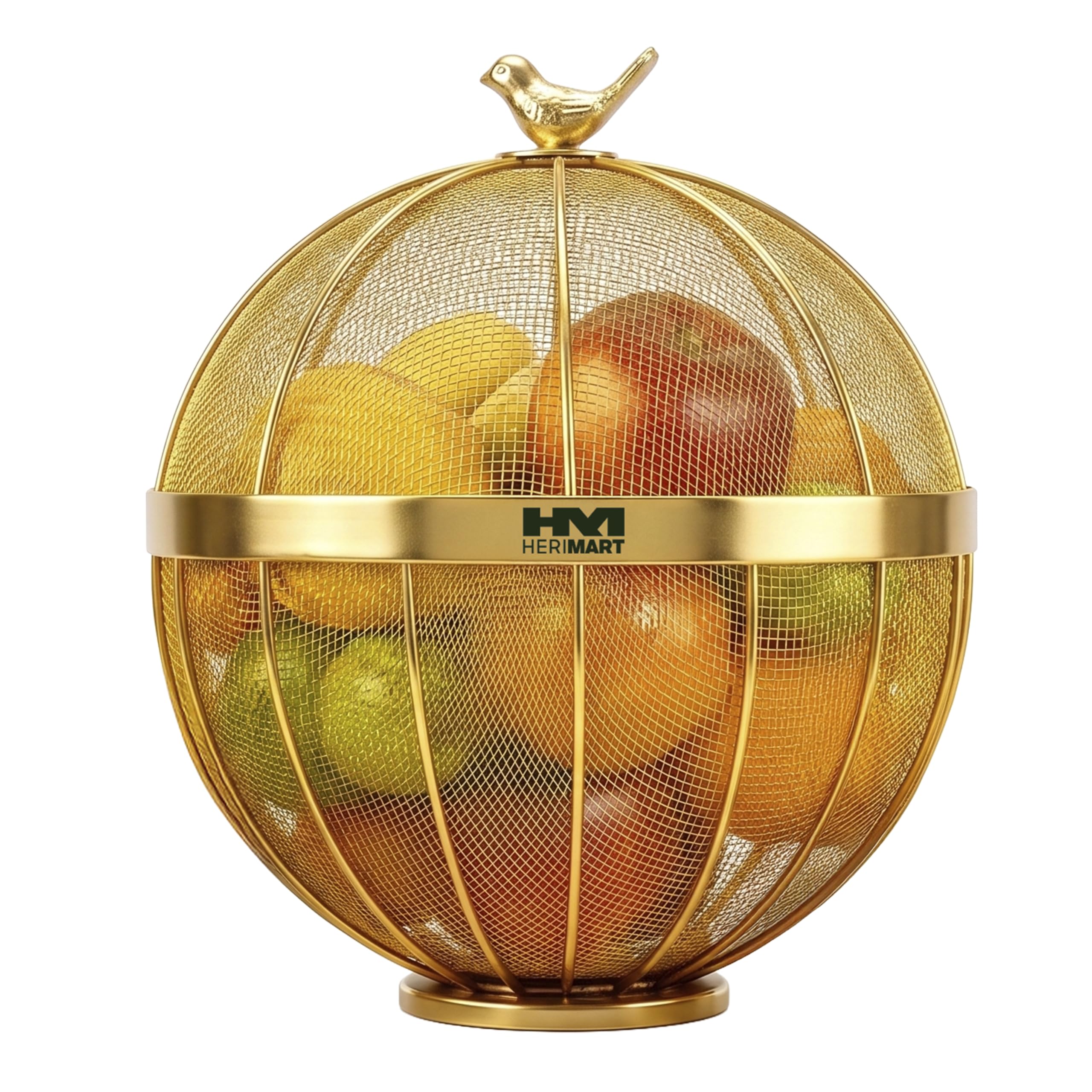 Newly Launched Golden Premium Fruit Basket for Dining Table, Gold Fruit Basket with Lid & Bird Top, Decorative Fruit Basket for Kitchen Countertop, Fruits, Vegetables & Snacks-picture-17
