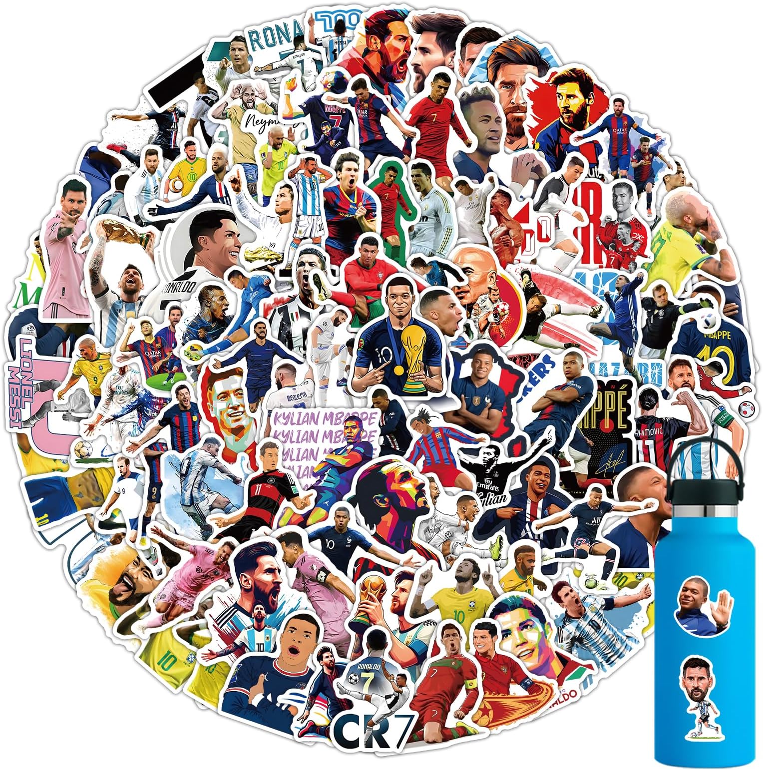 104pcs Soccer Star Stickers,Sports Stickers for Water Bottles,Sports Vinyl Stickers Waterproof Decals for Laptop,Computer,Phone Case,Car,Guitar,Bumper,Skateboard,Gifts for Adults Teens