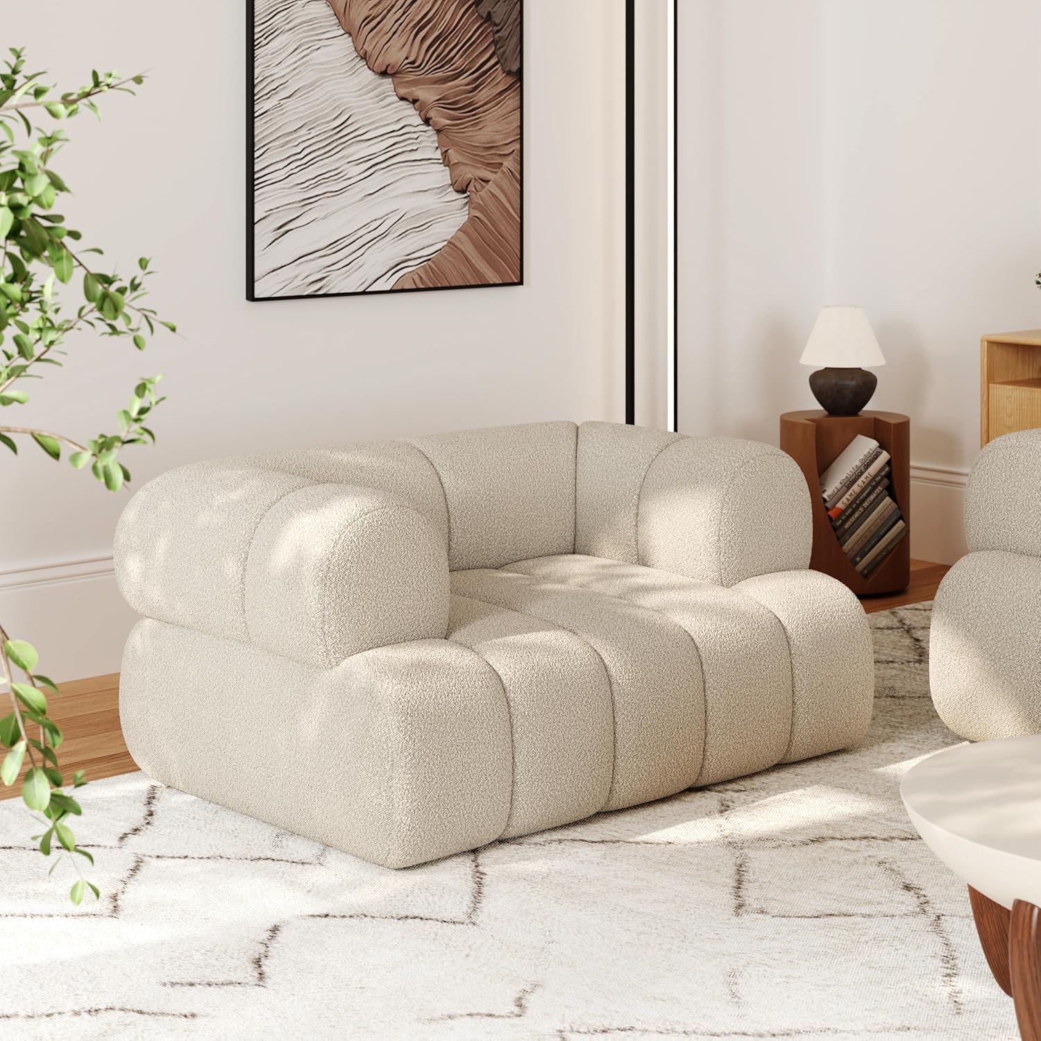 Sillón Lounge Tela Chenille Oatmeal
