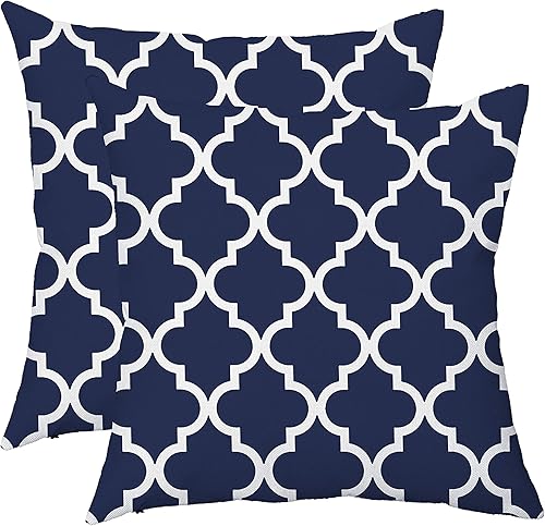 TAOSON Paquete de 2 fundas de cojín de lona para sofá, decoración del hogar, diseño geométrico moderno de cuadrifolio con cierre de cremallera