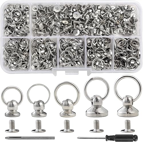 YORANYO 90 juegos de botones de cabeza redonda para cuero, varios tamaños, botón con anillo de tracción, remaches y remaches para reparar y decorar