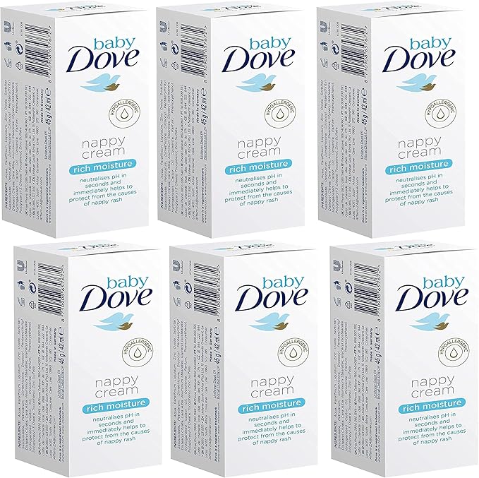 6x Dove Baby Nappy Cream Rich Moisture Baby Cream Protection From