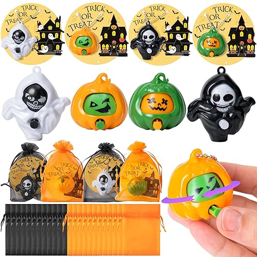 CY2SIDE 24 Pack Halloween Pumpkin Ghost Face-Changing Toys with Greeting