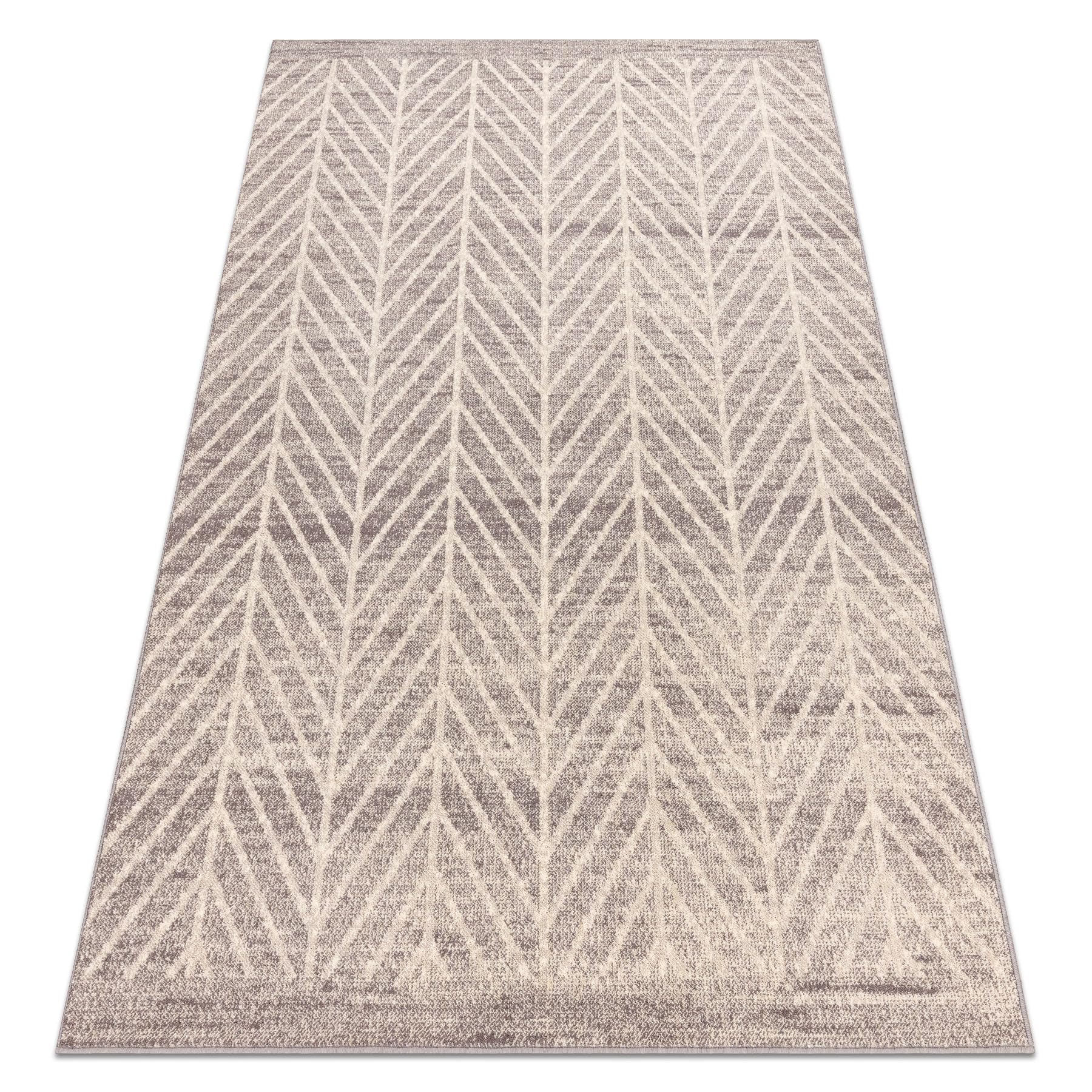 Tapis en laine Angel rugsx beige et gris chevron haut de gamme pour grand salon chic 160x230 cm