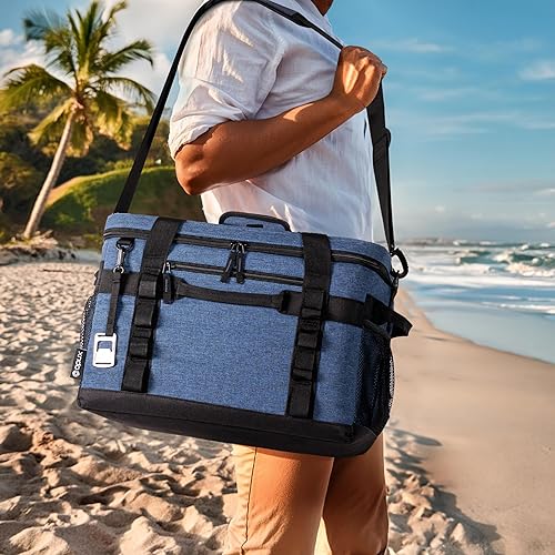 Miniatura 8 de OPUX Bolsa enfriadora, 48 latas, enfriador portátil plegable suave, a prueba de fugas, de lados suaves, para acampar en la playa, con correa para el