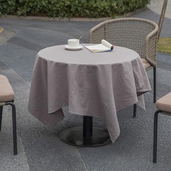 Deerlux 100% Pure Linen Washable Tablecloth Solid Color, 52 x 78 Rectangle Gray