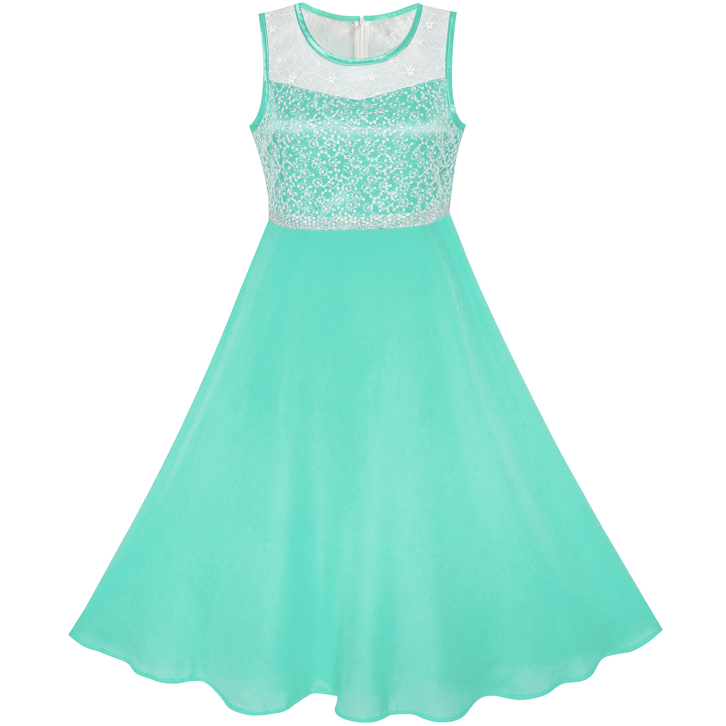 Sunny Fashion Vestido para niña Diamante de imitación Gasa Dama de Honor Baile Pelota Maxi Vestido 6-14 años