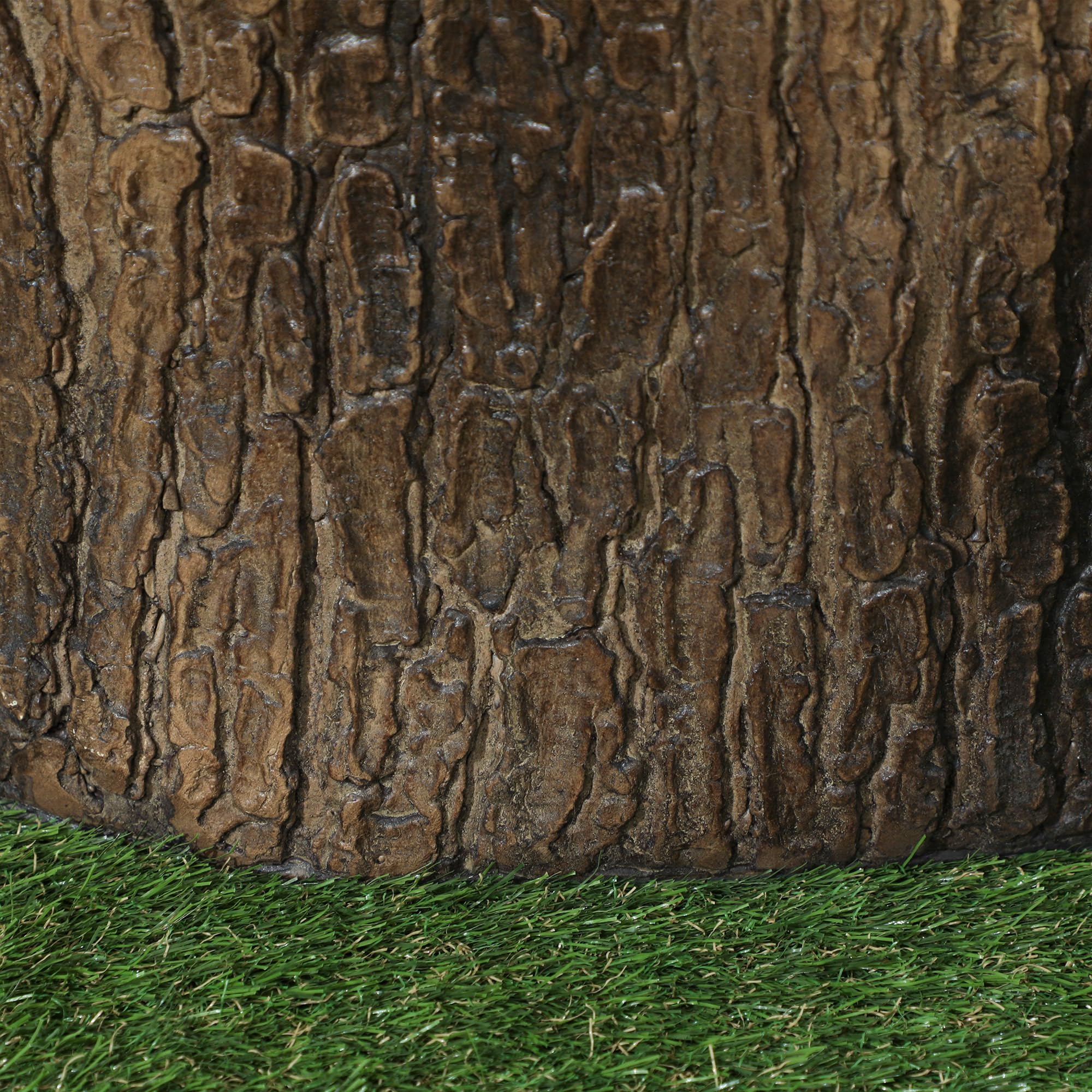 Outsunny Sgabello decorativo da giardino Ceppo d'albero Sgabello decorativo a forma di ceppo d'albero Uso multifunzionale Panchina stabile e robusta per terrazza patio Ø38x42 cm Legno naturale
