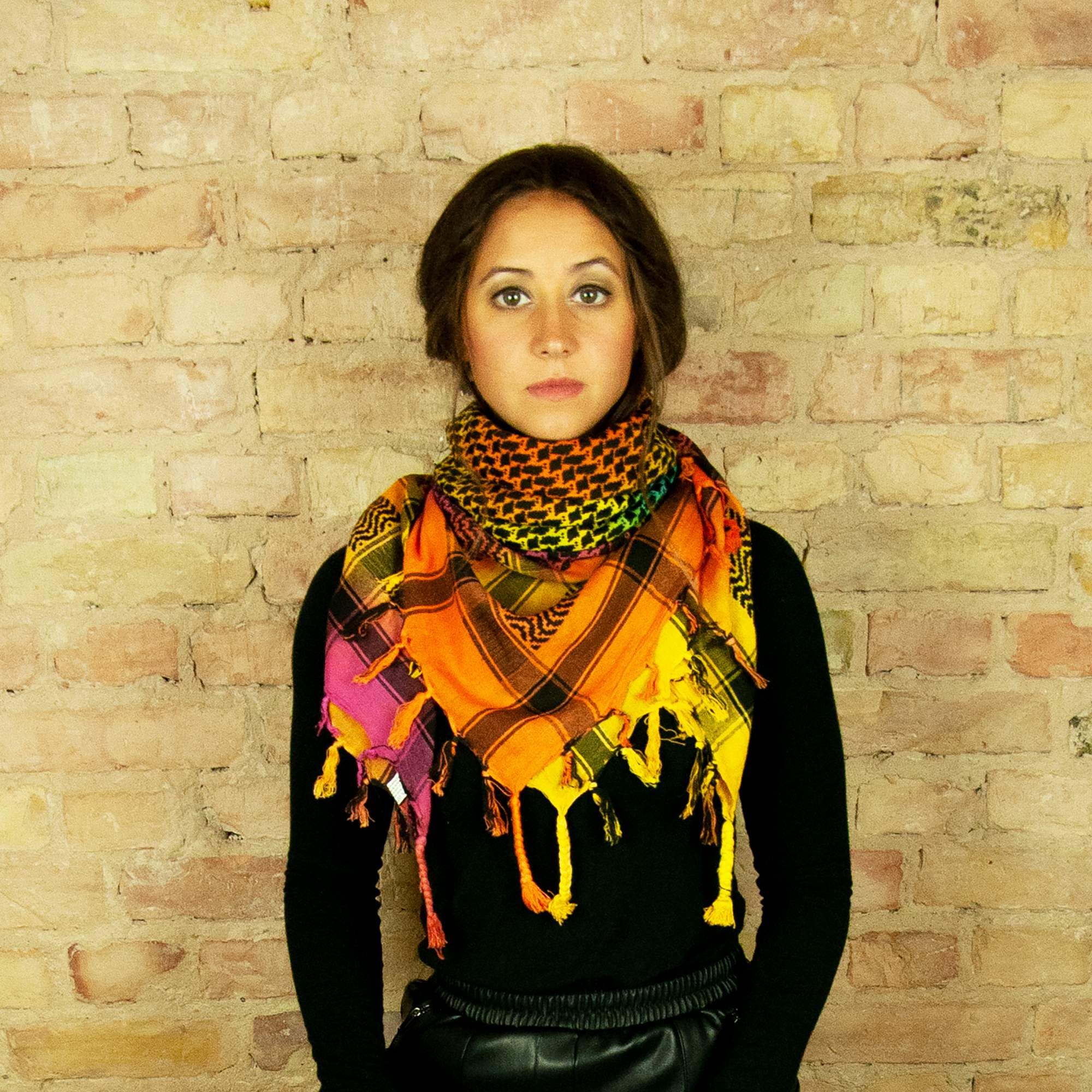 Sciarpa Shemagh Kefiah 100% Cotone | Freak Scene | Colorato-batik 100x100 Cm | Multiuso