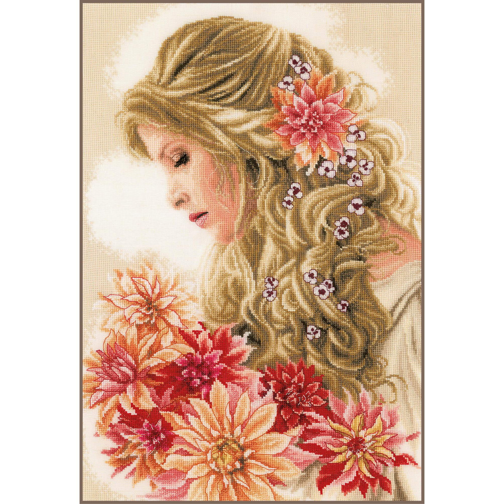 LANARTE Haft Krzyżykowy Liczony Zestaw Obraz do Haftu PANI DALIA Zrób to Sam Zestaw Kreatywny dla Dorosłych Rękodzieło Artystyczne 30 x 45 cm Dekoracja Ścienna DIY Cross Stitch Kit