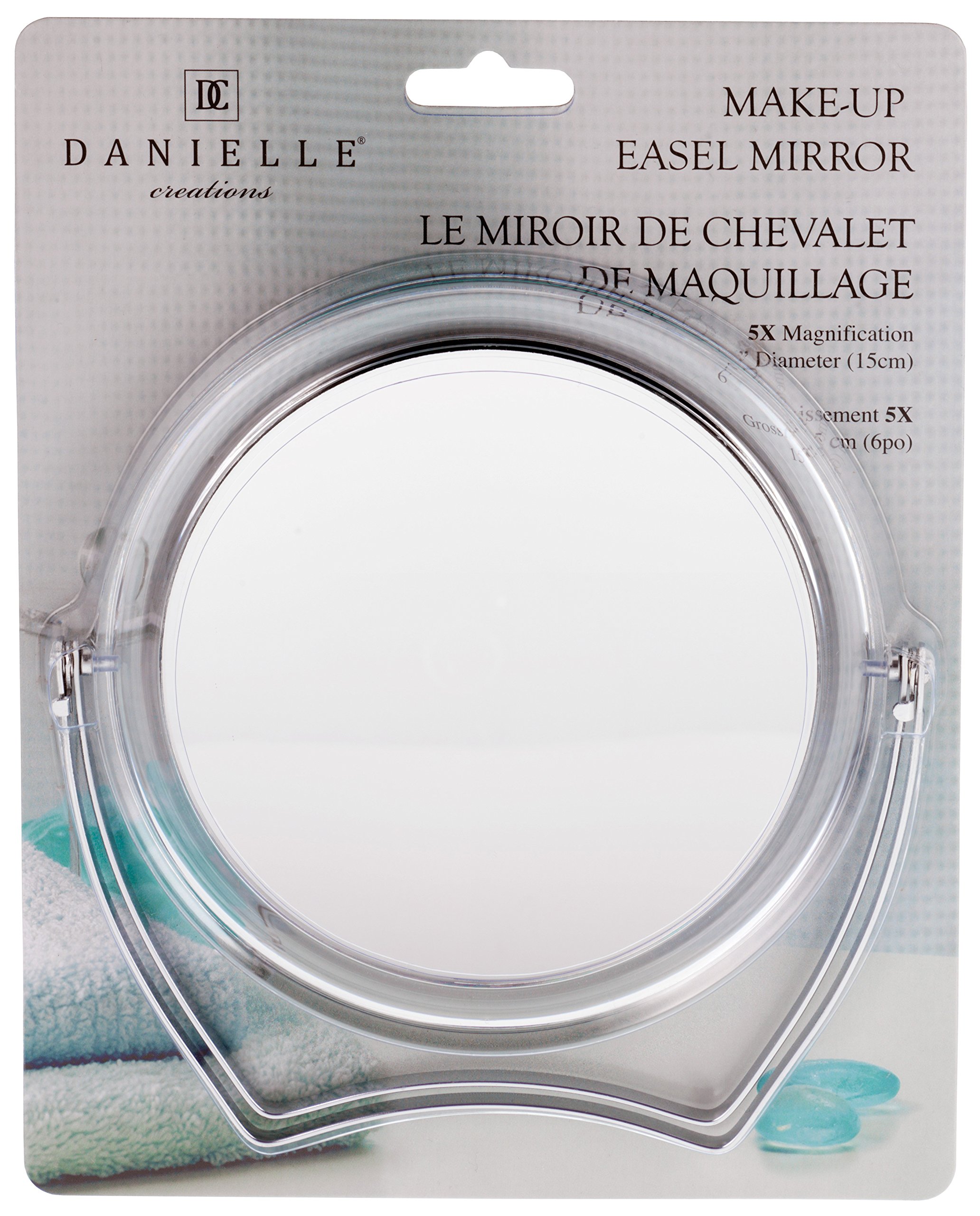 Danielle Creations Chrome Easel Mirror, 5X Magnification
