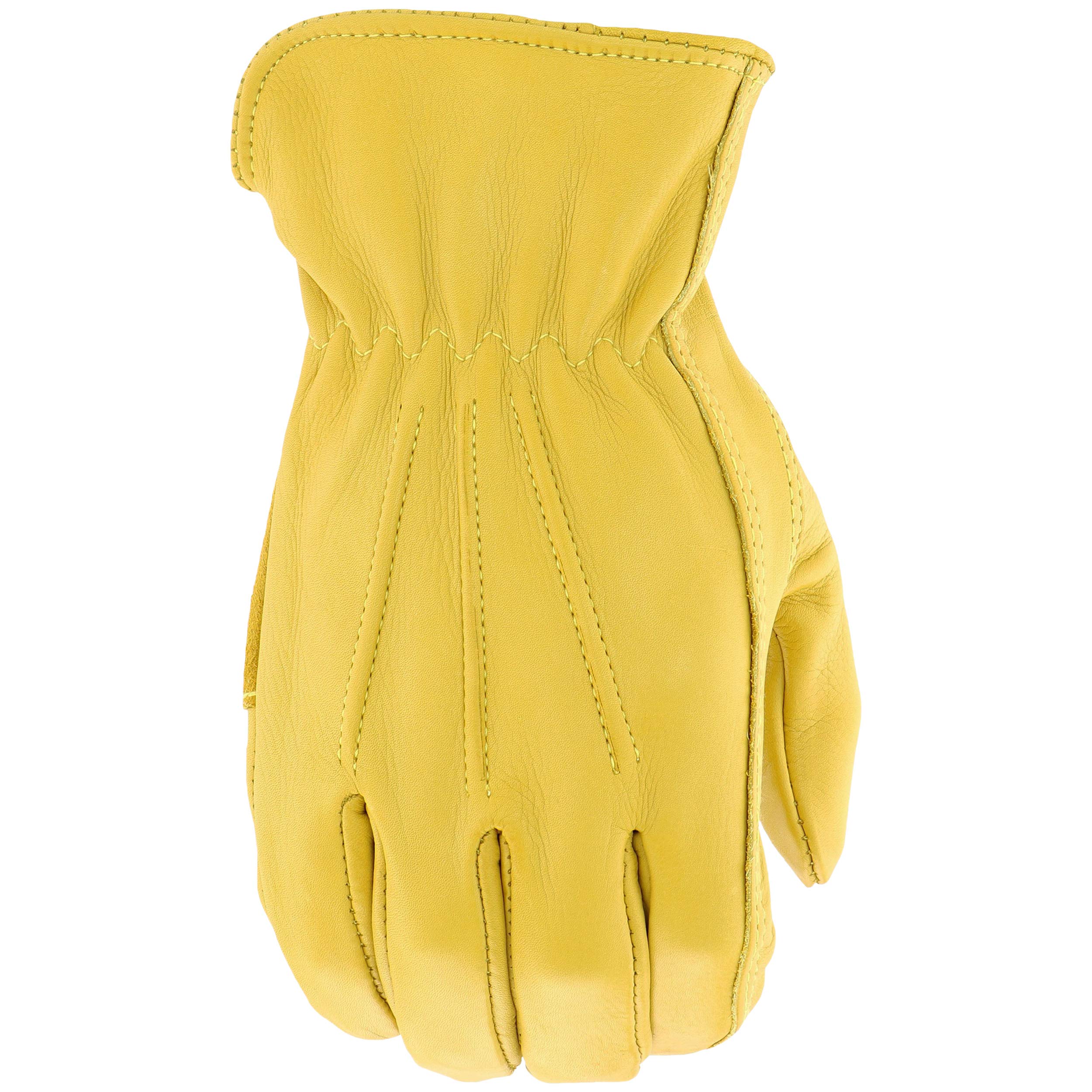 West Chester 84000 Master Guard Premium Grain Cowhide Leather – Yellow, X-Large, Shirred Elastic Wrist Cuff Driver Gloves with Keystone Thumb. Work Apparel