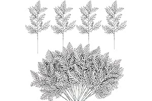 30 Pcs Silver Glitter Artificial Pine Needles for Christmas Embellishments