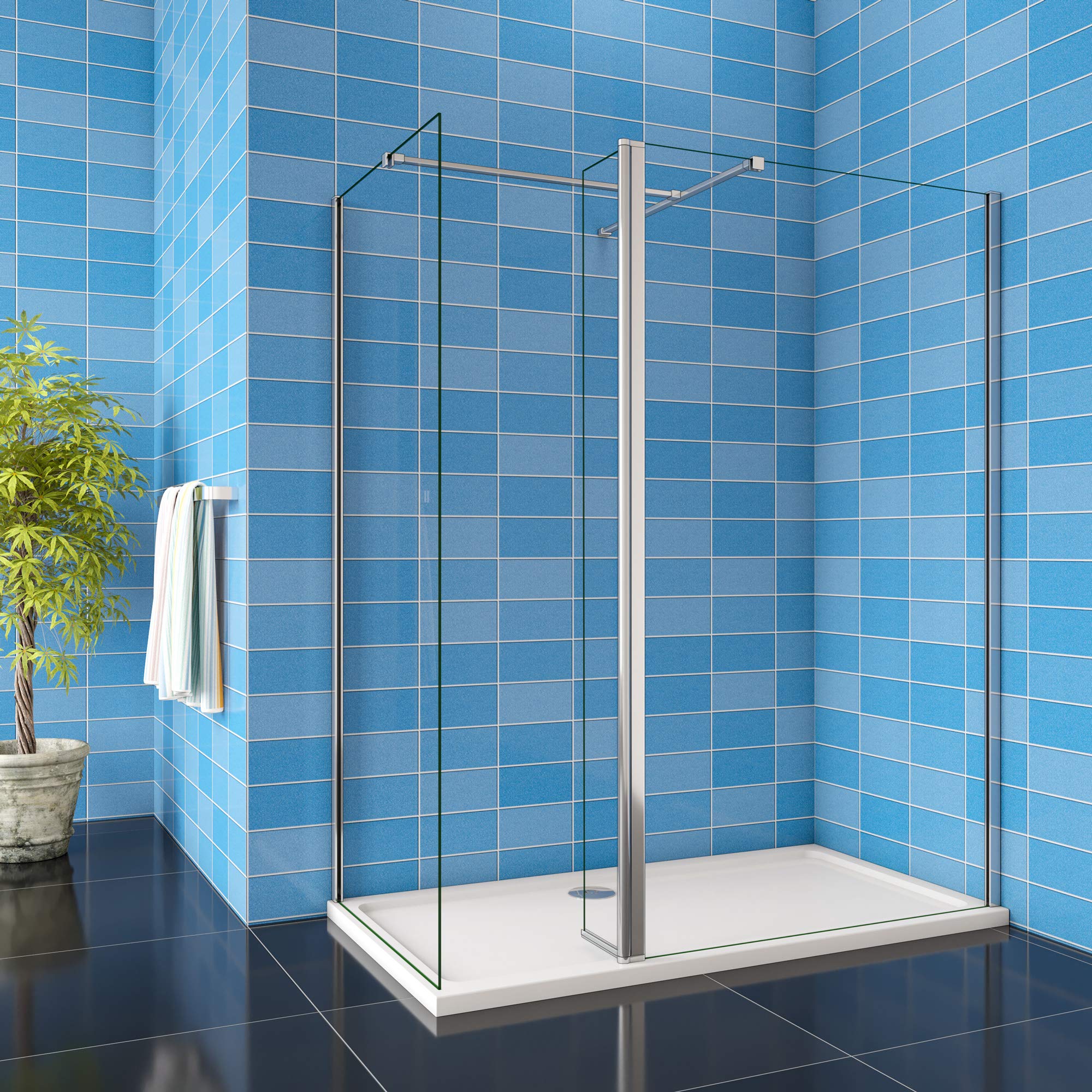 800x1900mm Xinyang Walk in Wetroom Shower Enclosure 8mm Easy Clean Glass Screen Panel with 300mm Flipper Panel and 700mm End Panel