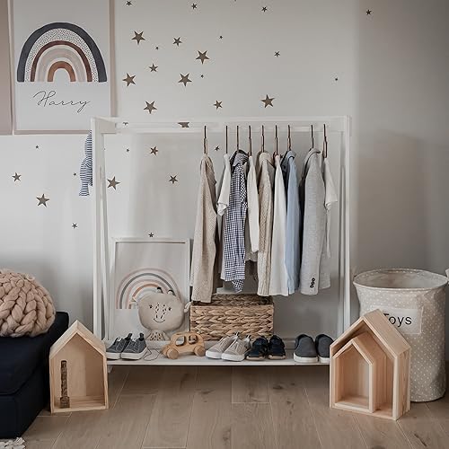 Miniatura 6 de Sweet Home from wood Armario infantil  Perchero de madera con riel colgante y estante de exhibición para niños  Muebles de tocador DIY (blanco)