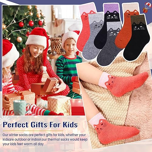 Miniatura 6 de Eocom Calcetines de Lana para Niños de Invierno Cálidos de Lana para Senderismo Térmicos Gruesos para Botas Acogedores Calcetines Altos para Niños