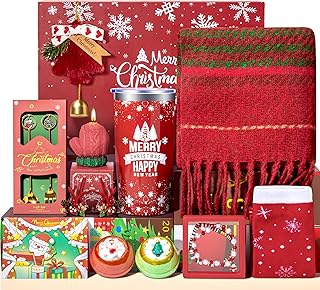 2025 Christmas Gifts for Women, Unique Gift Baskets, w/20 OZ Tumbler and Scarf for Women Mom Wife Grandma Daughter Sister Girlfriend Gift Set Christmas Holiday Gift Box
