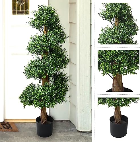 Miniatura 3 de Pure Garden Árbol en espiral artificial de 48 pulgadas, boj en maceta, decoración de interiores o exteriores, plantas sintéticas para el hogar,