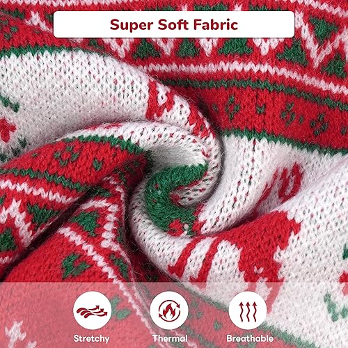 Miniatura 3 de PUMYPOREITY Suéter de Navidad para perro con agujero para correa, suéteres cálidos de punto trenzado para perro, suéter elástico para mascotas para