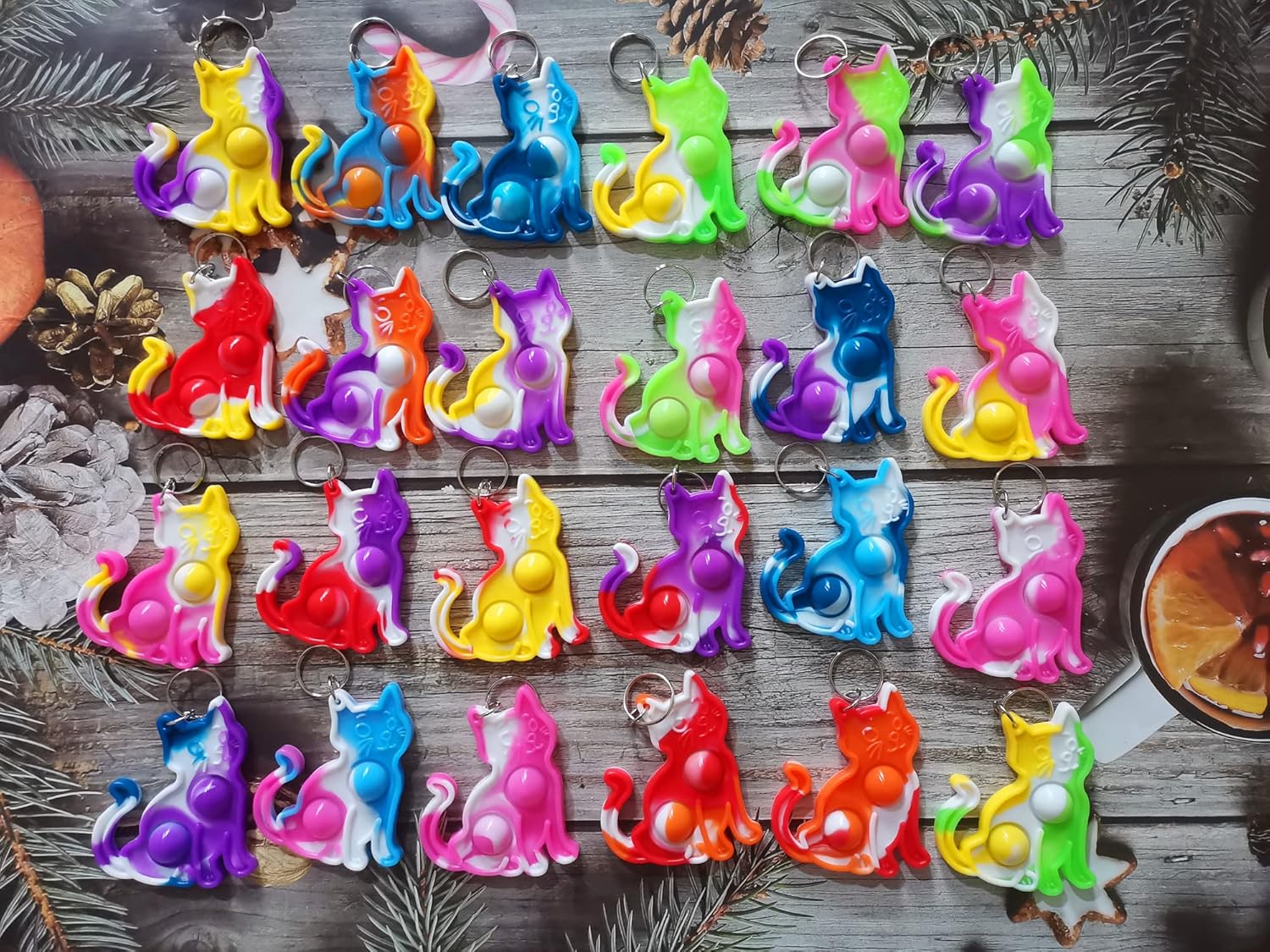 24 Packs Cats Funny Summer Present Unique Mini Item Assorted fidgets Toys for Kids Children Classroom Students Gifts from Teacher,Birthday Party Bubble Favor