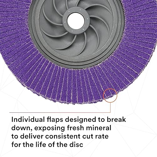 Miniatura 94 de 3M Disco de solapa 769F, tipo 27, 80+, 4-1/2 in x 7/8 in, abrasivo de alto rendimiento, disco de pulido y acabado de grano de precisión de cerámica