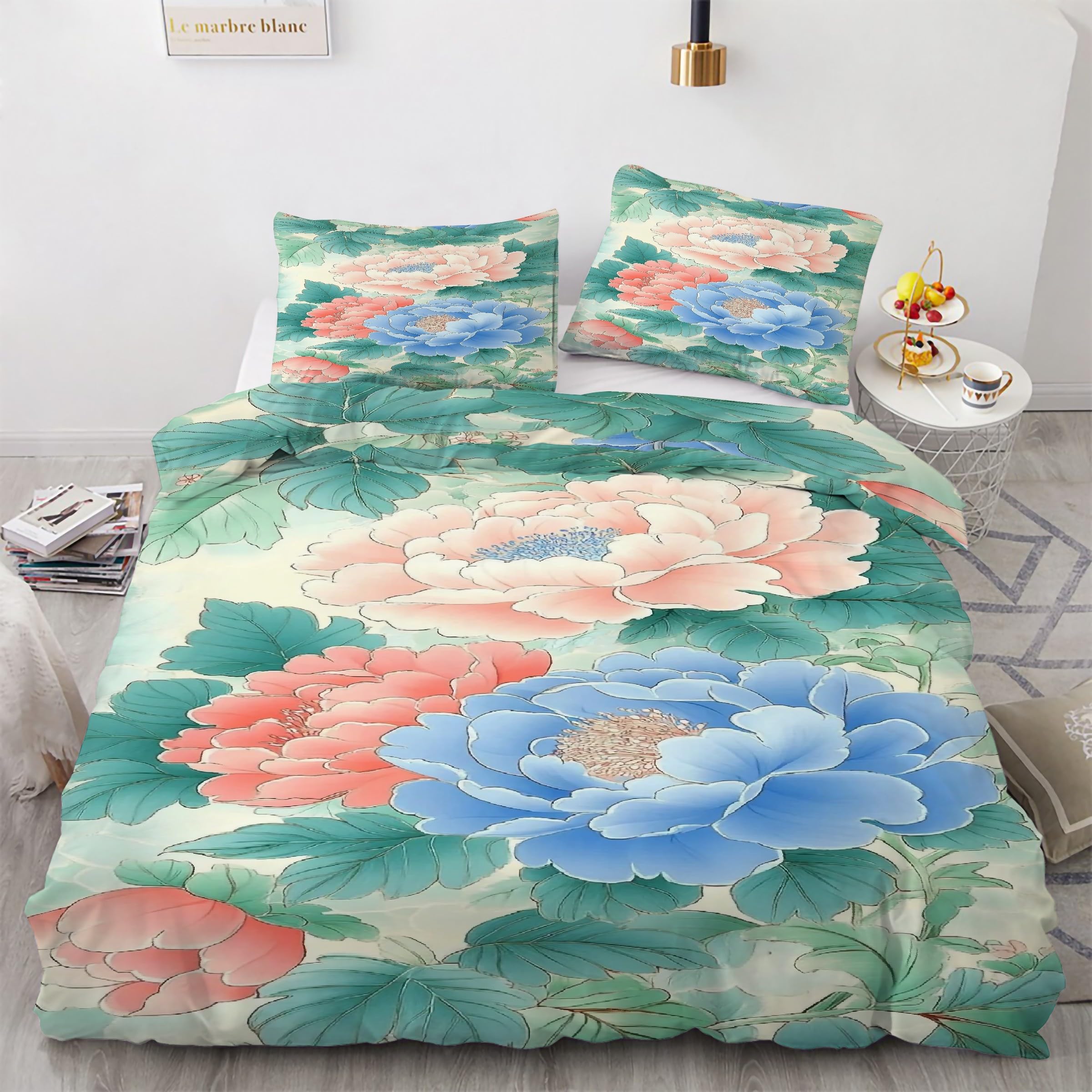 Housse de couette 220x240 pivoine douce pour des nuits sereines pleines de tendresse