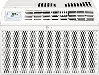LG 5800 BTU Window Air Conditioners [ 2023 جديد ] جهاز التحكم عن بعد فلتر صغير الحجم قابل للغسل ومروحة متعددة السرعة تبريد 260 قدم مربع. غرفة صغيرة مكيف هواء وحدة تكييف هواء سهل التركيب أبيض LW6023R   