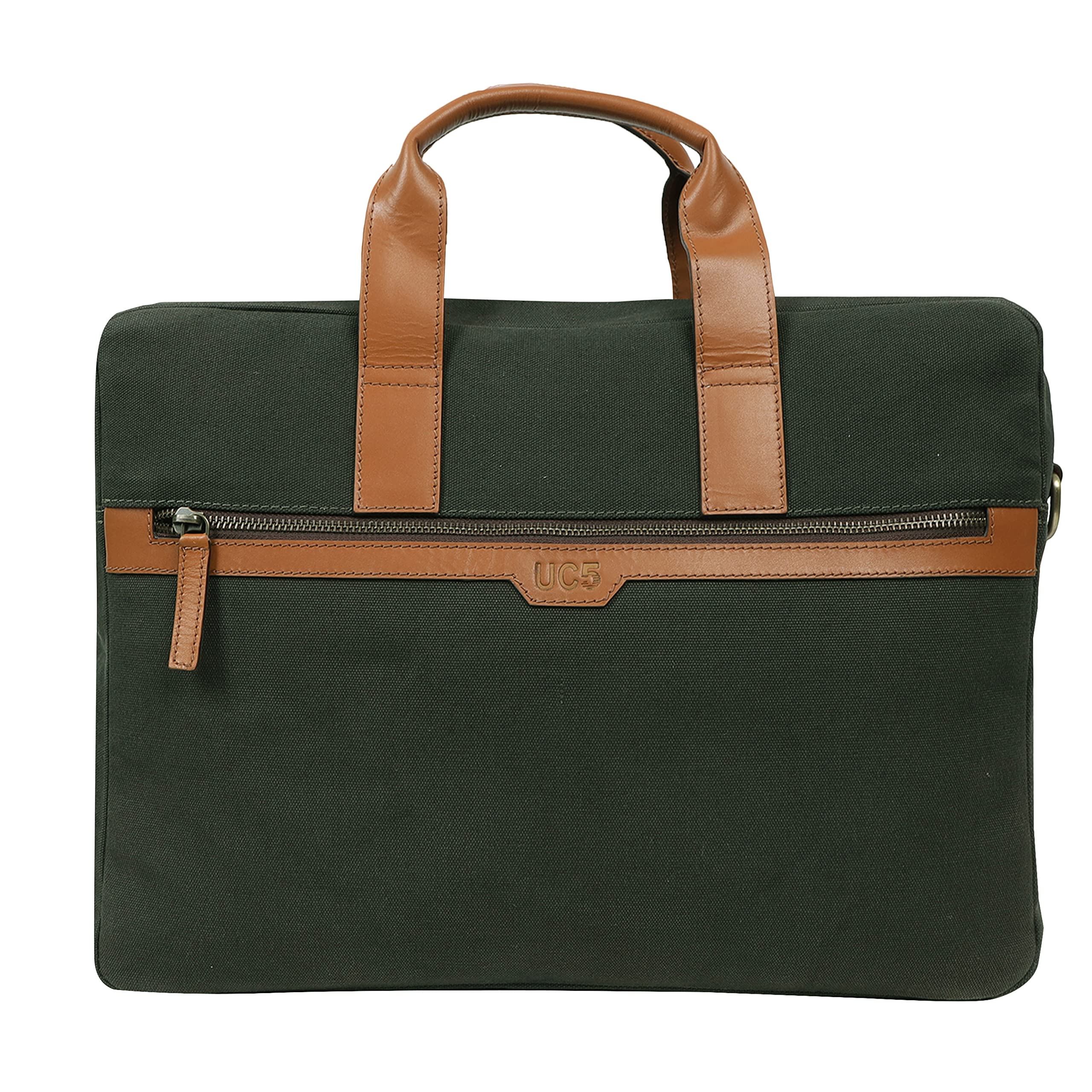 UC5 Azar Messenger Laptop Bag for Men & Women - upto 15.6" Laptops | Canvas and Genuine Leather | Water-resistant (Olive Green) (B0BC9ND2XZ) Amazon Price History, Amazon Price Tracker