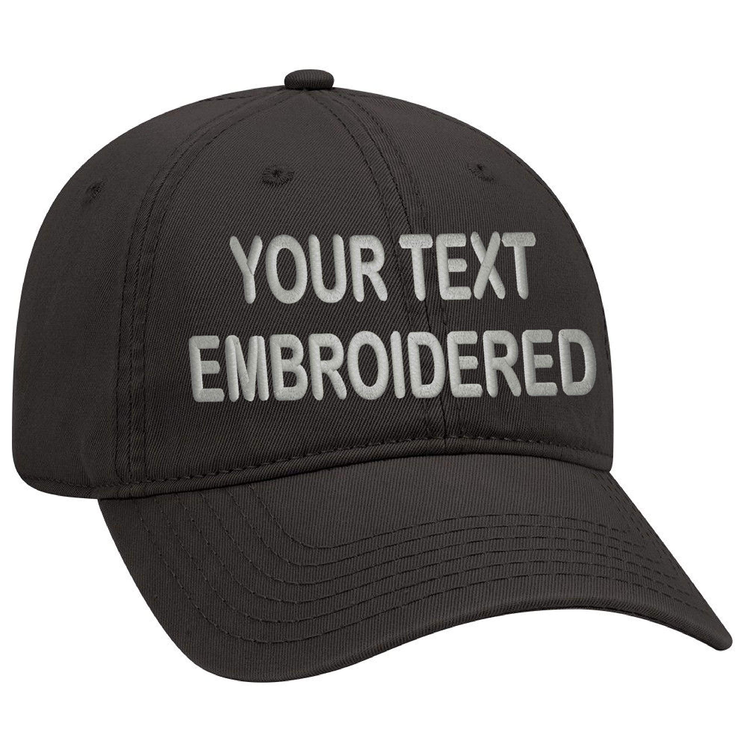 UNAMEITCustom Text Embroidered Dad Hat. Unstructured Adjustable Metal Buckle (Black)