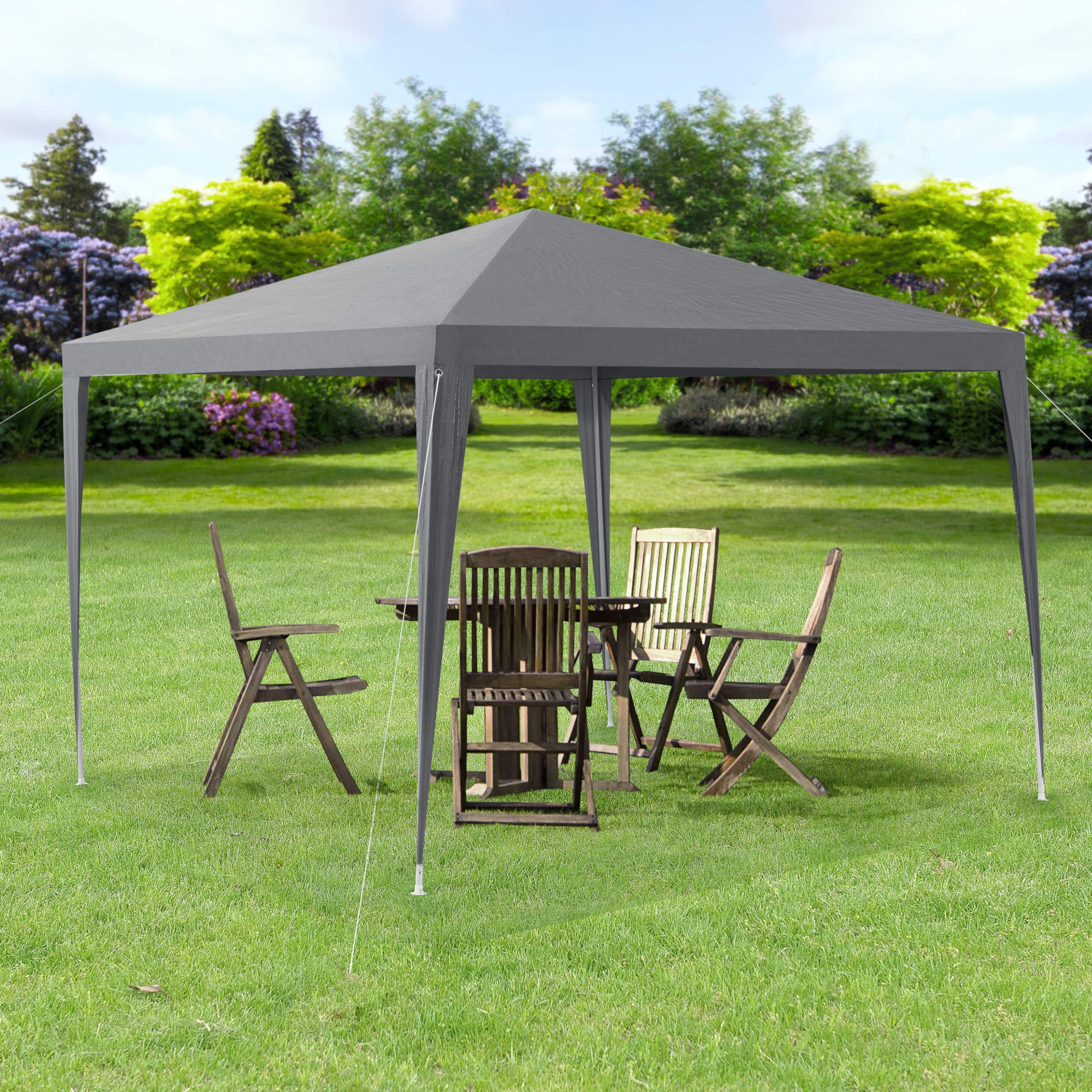 casa.pro Gazebo per Eventi con Copertura Impermeabile Telaio in Accaio Tendostruttura Pieghevole per Giardino Feste e Cerimonie 300x300x255 cm Grigio Scuro