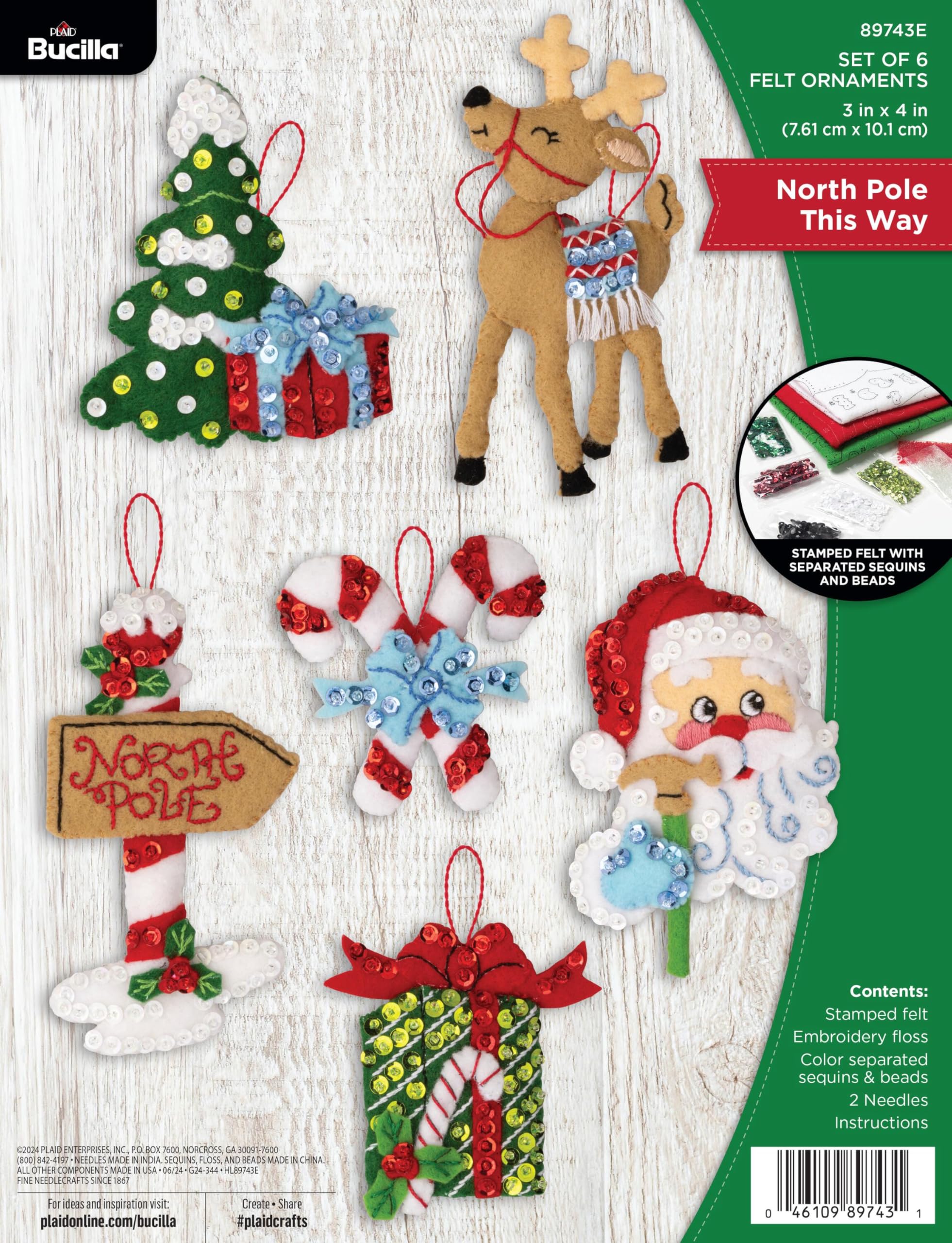 Amazon.com: Bucilla, Felt Applique 6 Piece Ornament Making