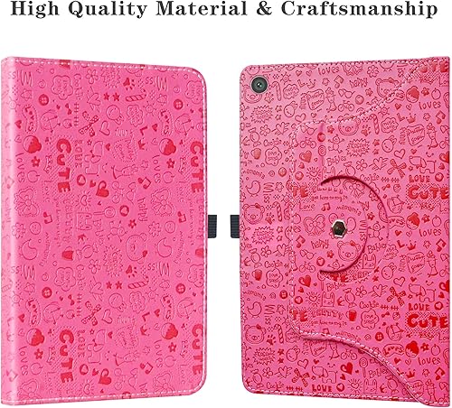 Miniatura 5 de Funda giratoria compatible con LG G Pad 5, soporte de rotación de 360 grados, piel sintética con bonito patrón para tablet LG G Pad 5 10.1 T600 de