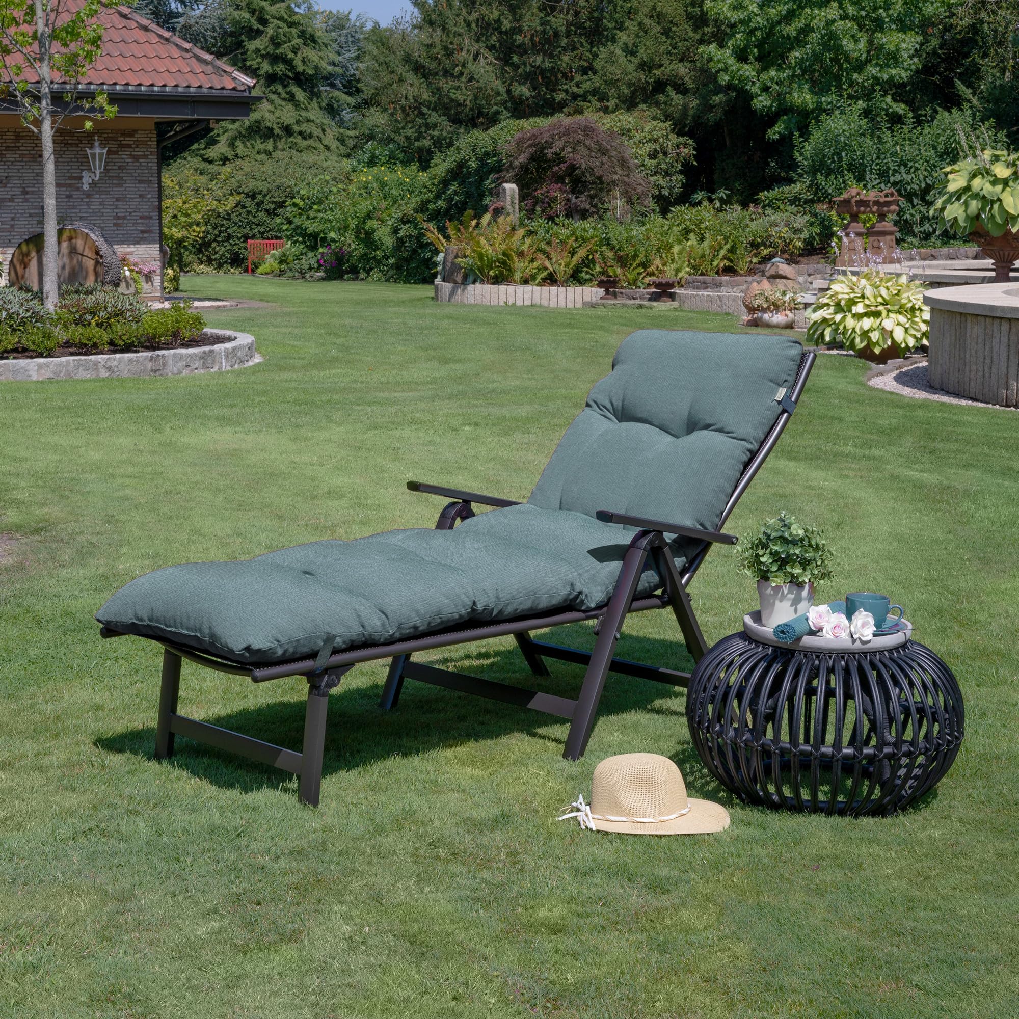 Beautissu Cuscino per Sdraio da Esterno 190x60x8 cm – Cuscino per Lettini Prendisole Blu Tortora Mobili da Giardino ideale in Spiaggia Giardino Balcone – Flair RL